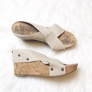 Lucky Brand Elastic Strap Cork Wedge
